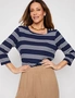Millers 3/4 Sleeve Stripe Top with Button Shoulder, hi-res