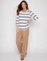 Millers 3/4 Sleeve Stripe Top with Button Shoulder, hi-res