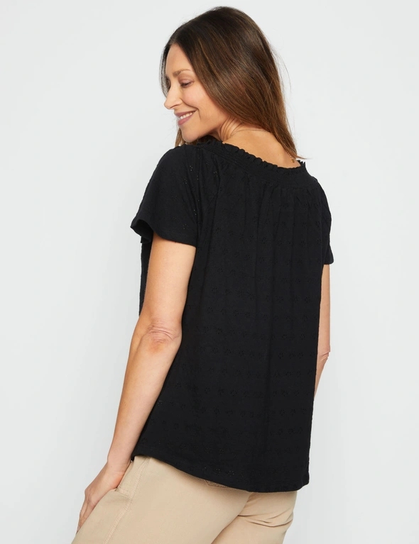 Millers Cap Sleeve Knit Broidery Top, hi-res image number null