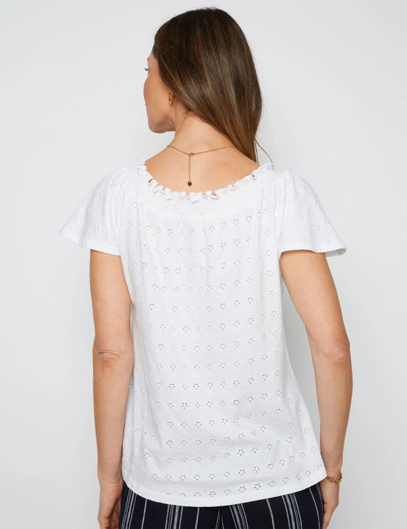 Millers Cap Sleeve Knit Broidery Top, hi-res image number null