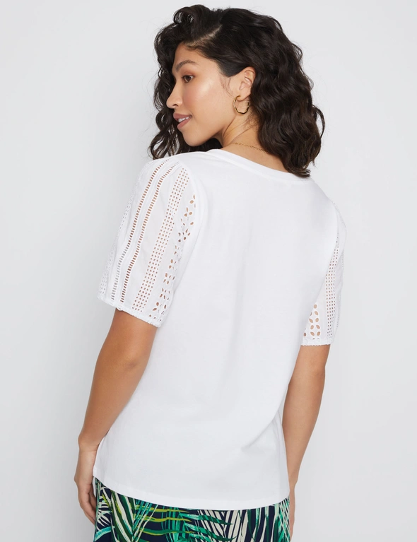 Millers Elbow Sleeve Top with Broidery Sleeve, hi-res image number null