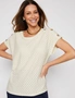 Millers Extended Sleeve Knit Broidery Top with Button Shoulder, hi-res