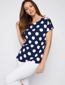 Millers Extended Sleeve Printed Top with Buttons