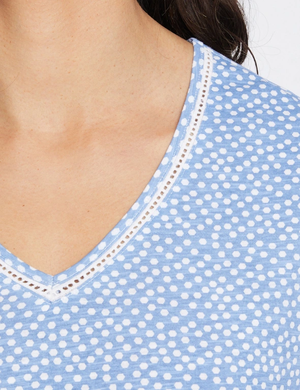Millers Short Sleeve V-Neck Top with Crochet Neck Insert, hi-res image number null