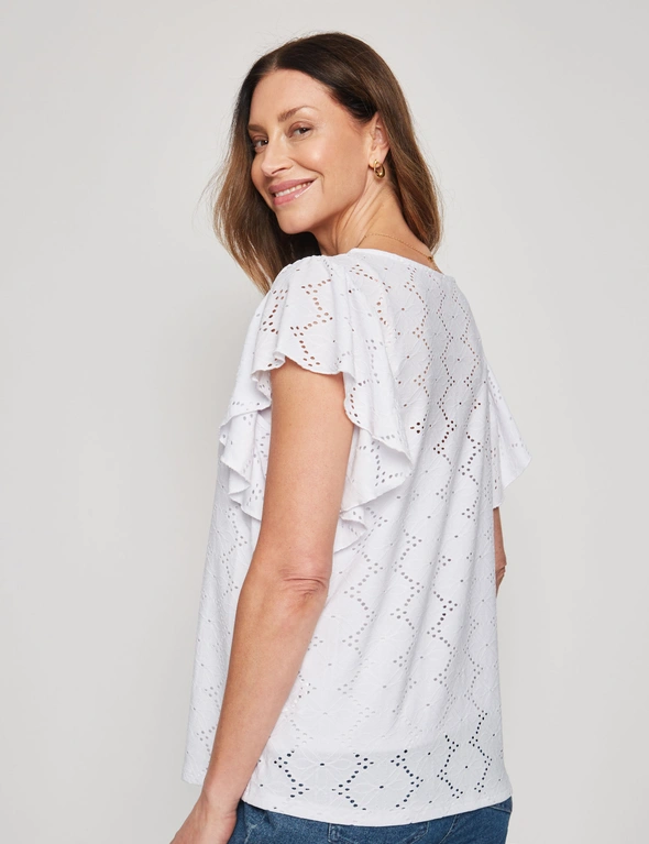 Millers Frill Short Sleeve Broidery Top | Millers