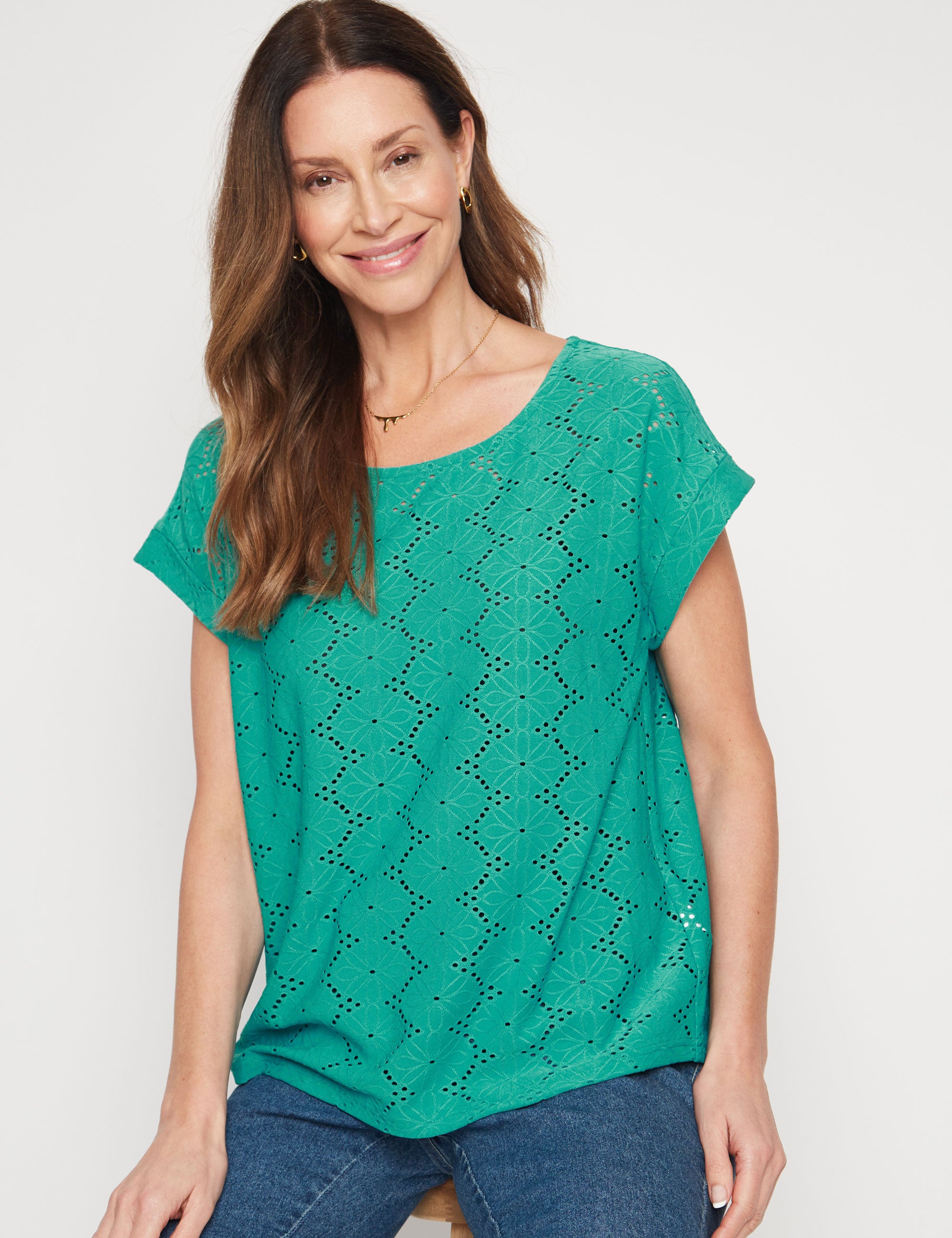 Millers Volume Knit Broidery Extended Sleeve Top | Millers