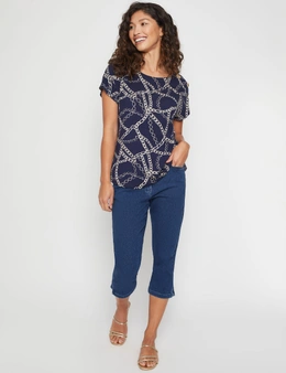 Millers Extended Sleeve Printed Top with Buttons