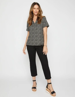 Millers Extended Sleeve Half Placket Top with Sleeve Tab