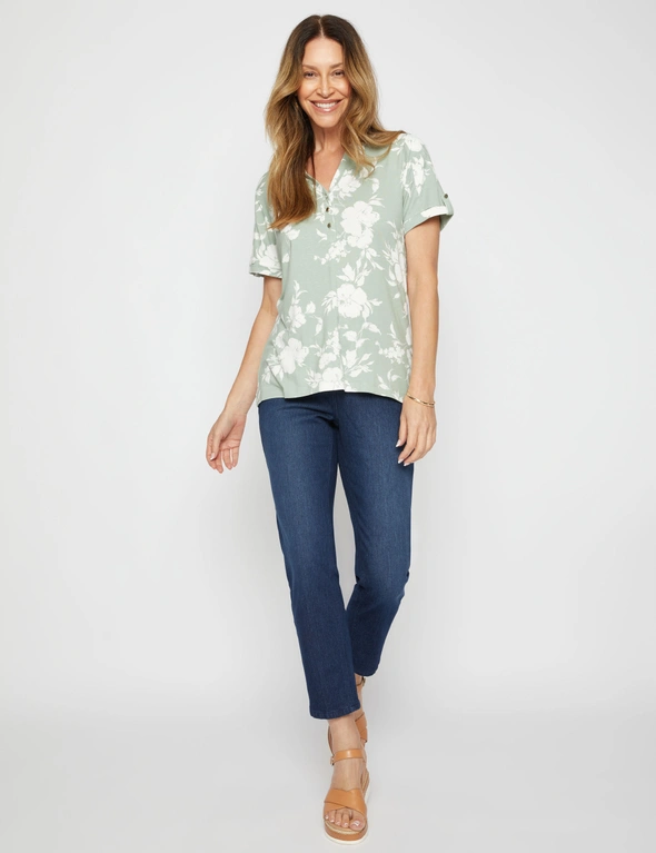 Millers Extended Sleeve Half Placket Top with Sleeve Tab, hi-res image number null