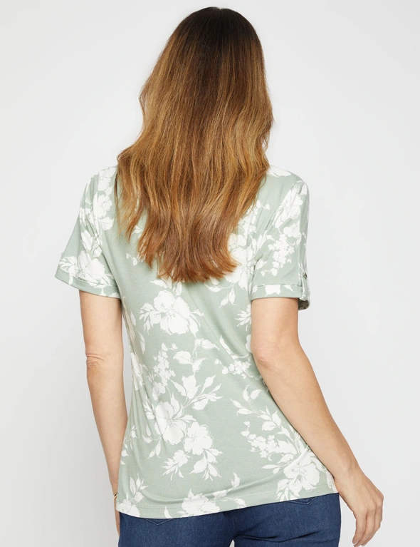 Millers Extended Sleeve Half Placket Top with Sleeve Tab, hi-res image number null