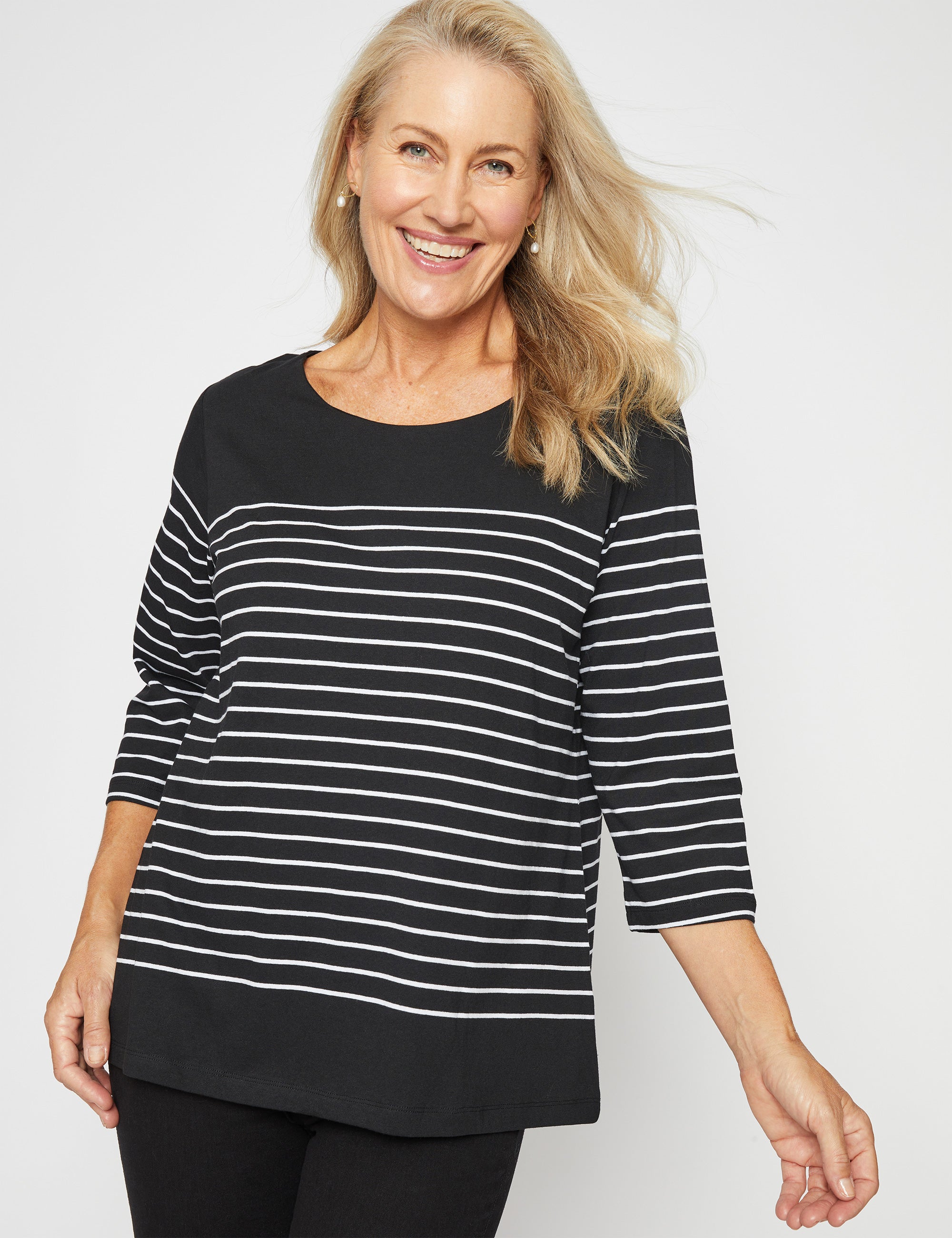 Millers 3/4 Sleeve Engineered Stripe T-Shirt | EziBuy NZ