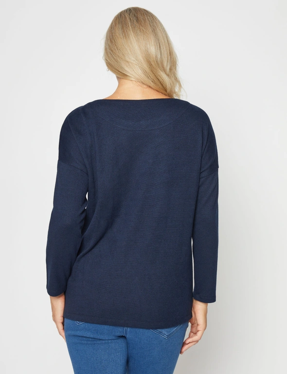 Millers Long Sleeve Button Detail Brushed Top, hi-res image number null