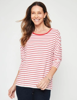 Millers Long Sleeve Stripe Top With Contrast Neck Bind