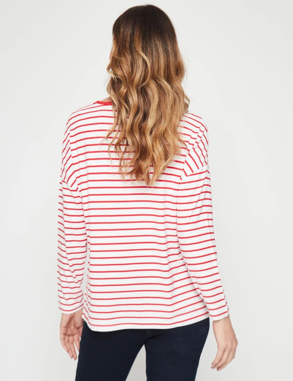 Millers Long Sleeve Stripe Top With Contrast Neck Bind, hi-res image number null