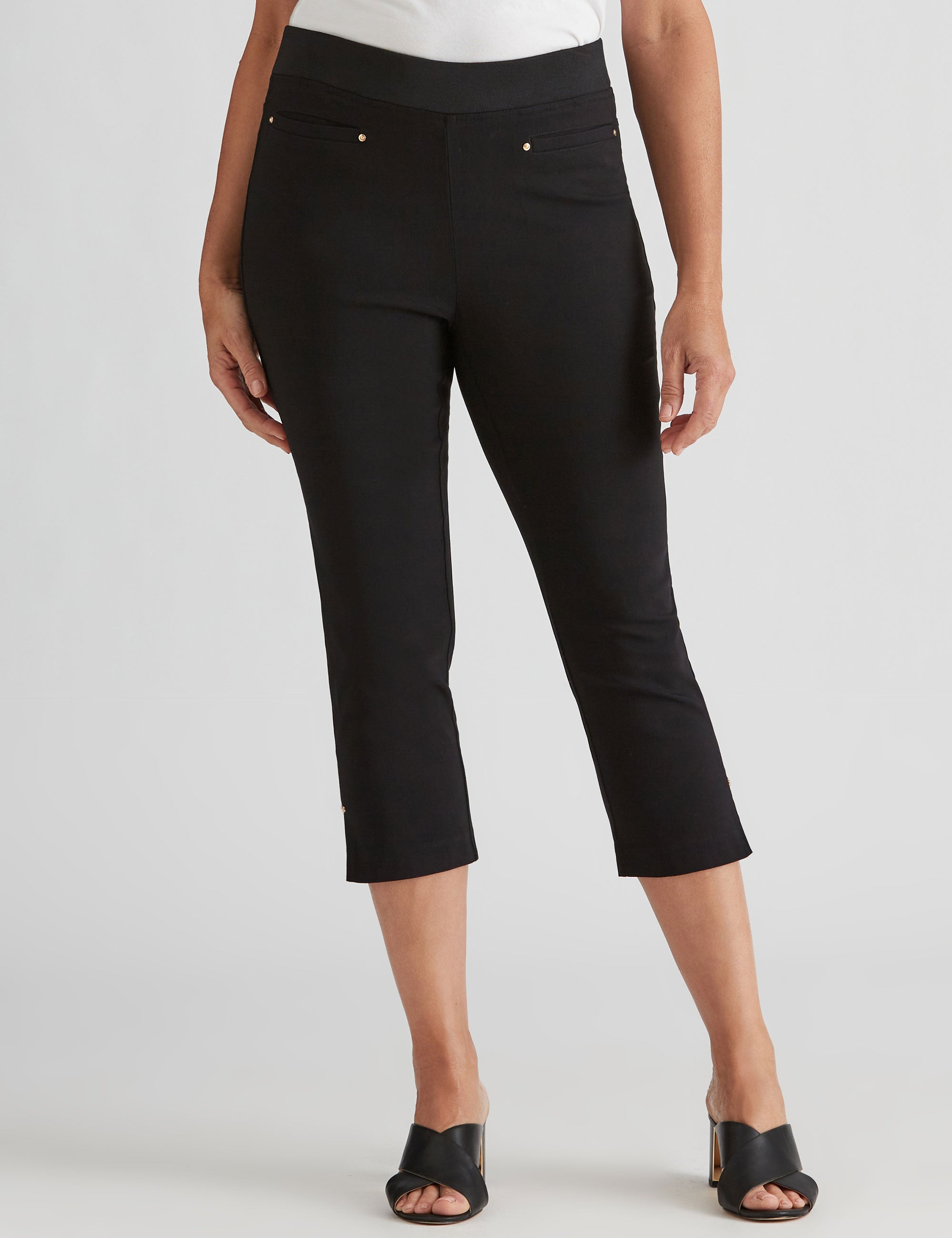 Millers Bengaline Pull on Capri With Rib Waistband Pants