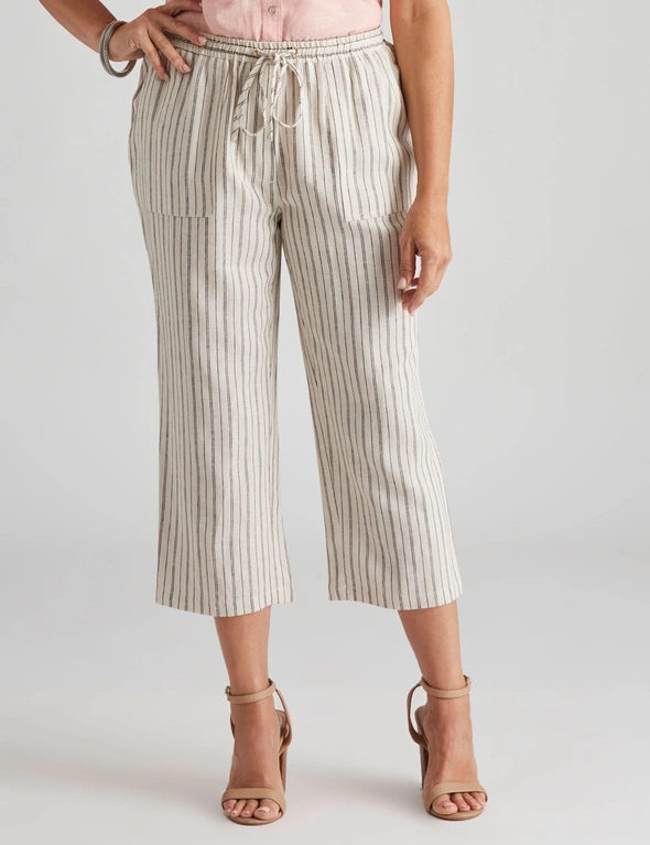 Miller Crop Length Drawcord Waist Linen Blend Pants | Millers