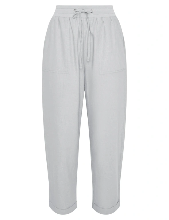 Miller 7/8 Length Rib Waist and Cuff Hem Linen Blend Pants, hi-res image number null