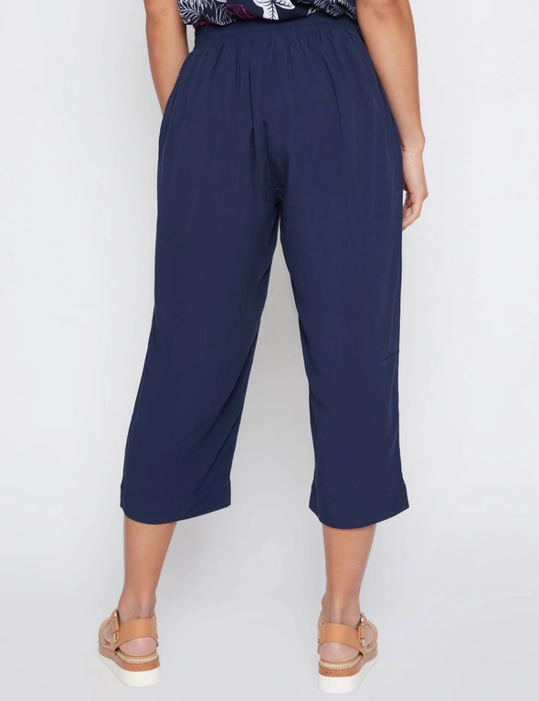 Millers Crop Length Flat Front Elastic Back Textured Rayon Pant, hi-res image number null