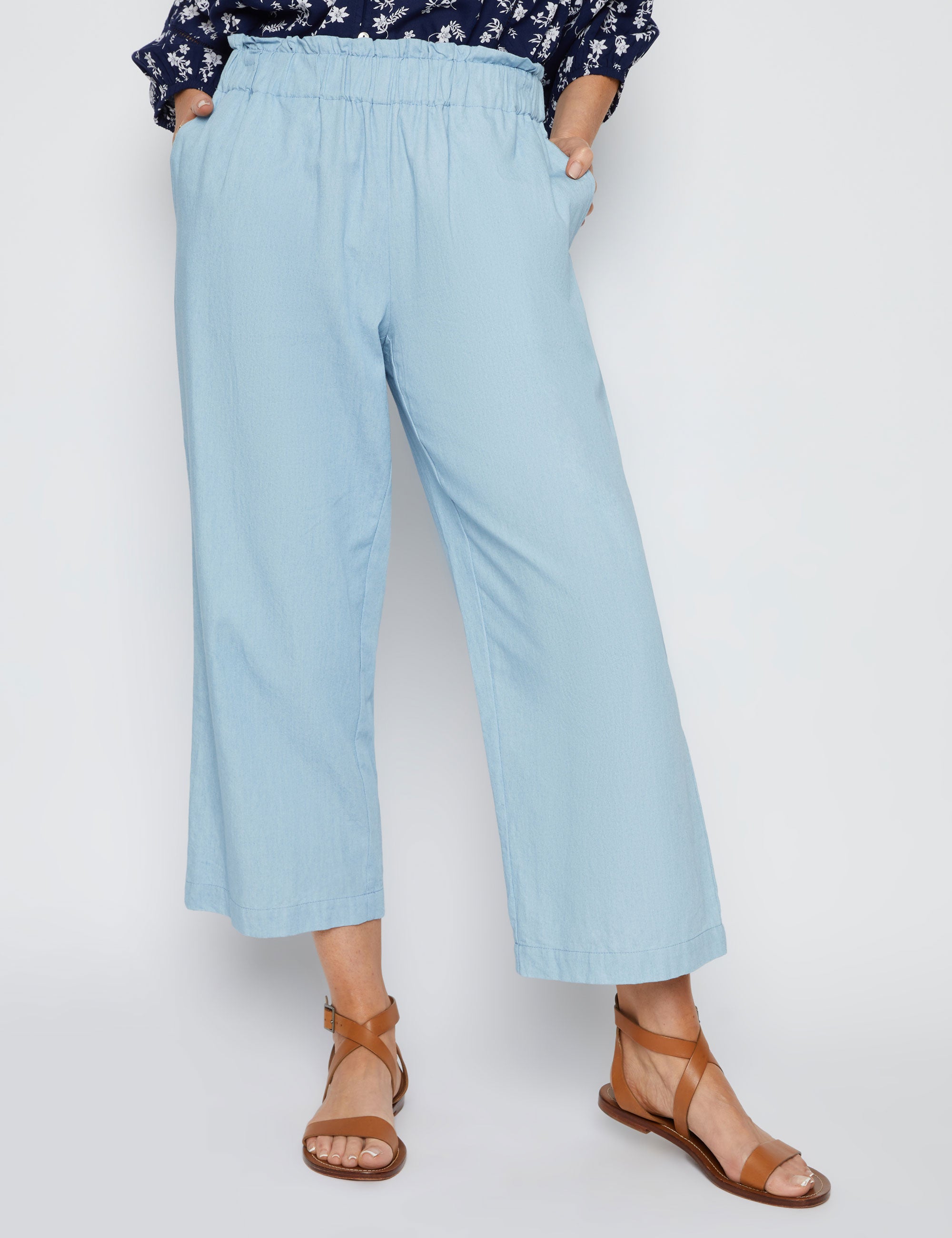 Millers Ankle Length Paperbag Waist Chambray Pull on Pant | Crossroads