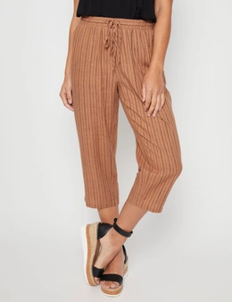 Millers Crop Length Yarn Dyed Stripe Drawcord Waist Linen Blend Pant