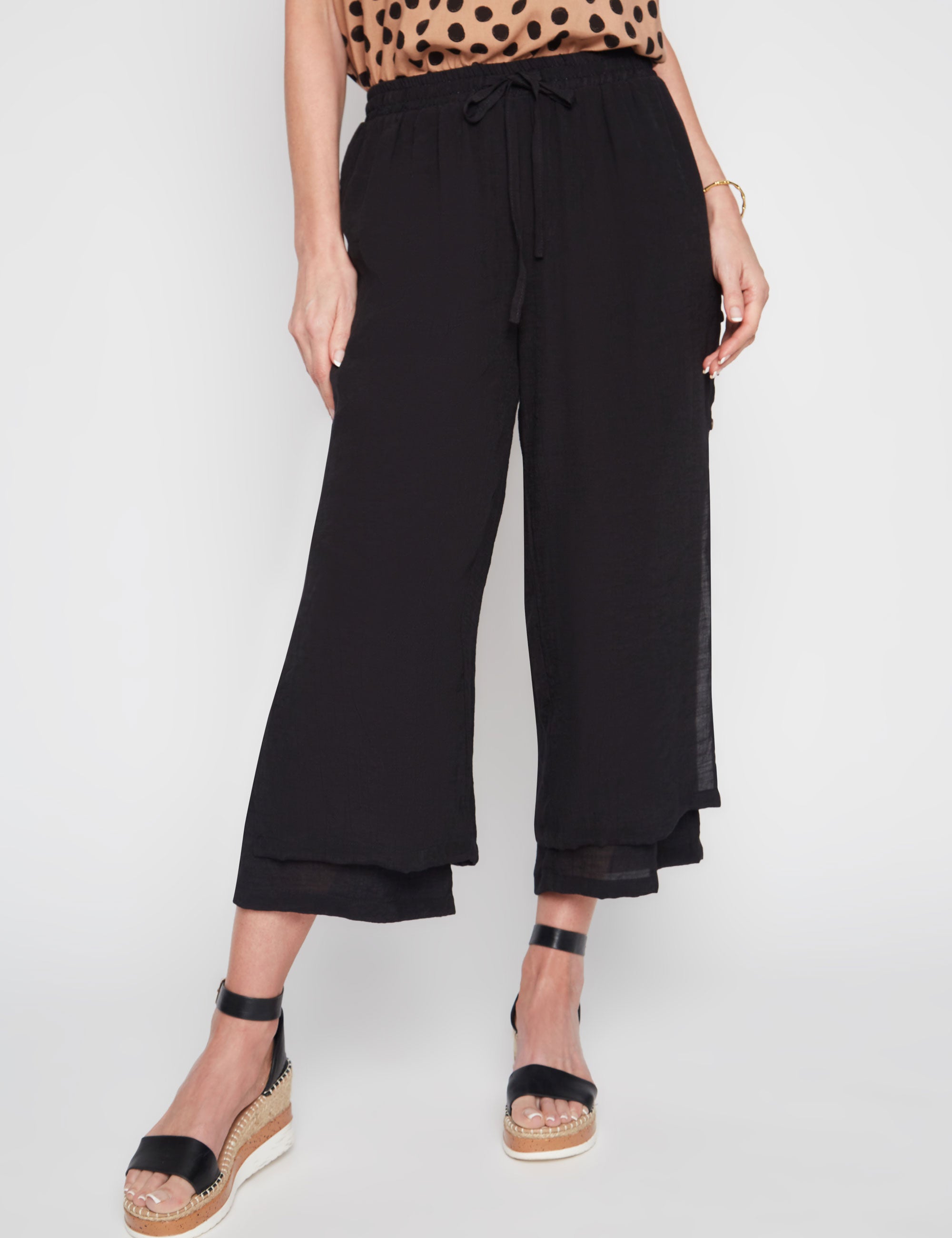 Millers 7/8th Double Layered Wide Leg Button Detail Pant | W Lane