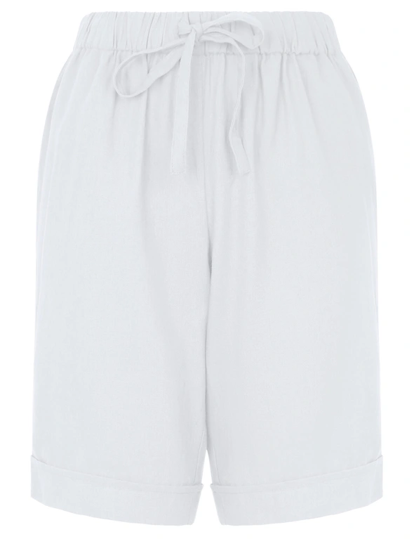 Millers Tie Waist Cuff Hem Linen Blend Shorts, hi-res image number null