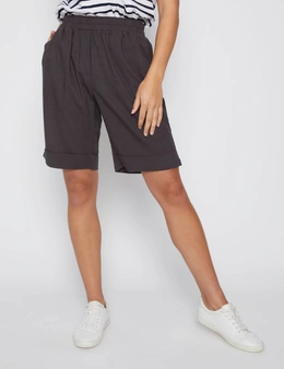 Millers Knee Length Cuff Paperbag Waist Linen Blend Shorts