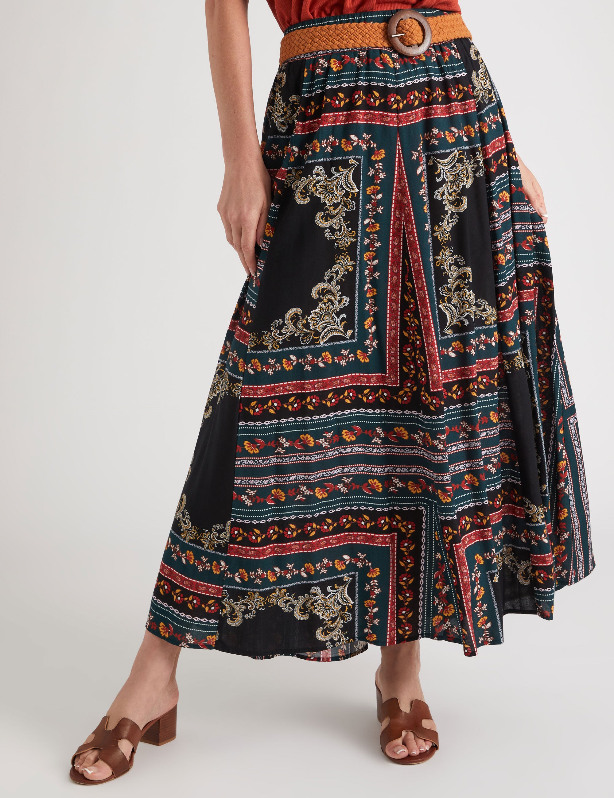 Millers Rayon Belted Maxi Skirt | Crossroads