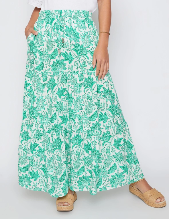 Millers Border Printed Tiered Maxi Skirt, hi-res image number null