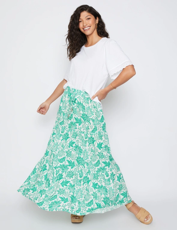 Millers Border Printed Tiered Maxi Skirt | Millers