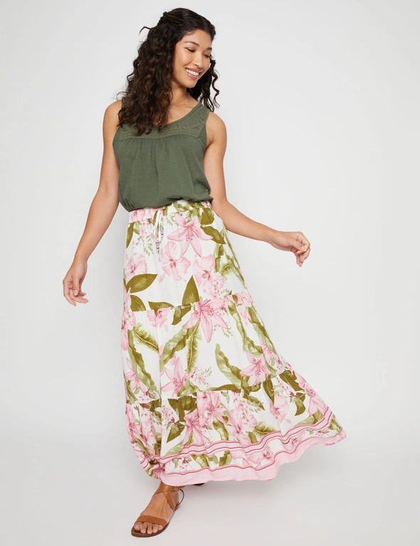 Millers Border Printed Tiered Maxi Skirt, hi-res image number null