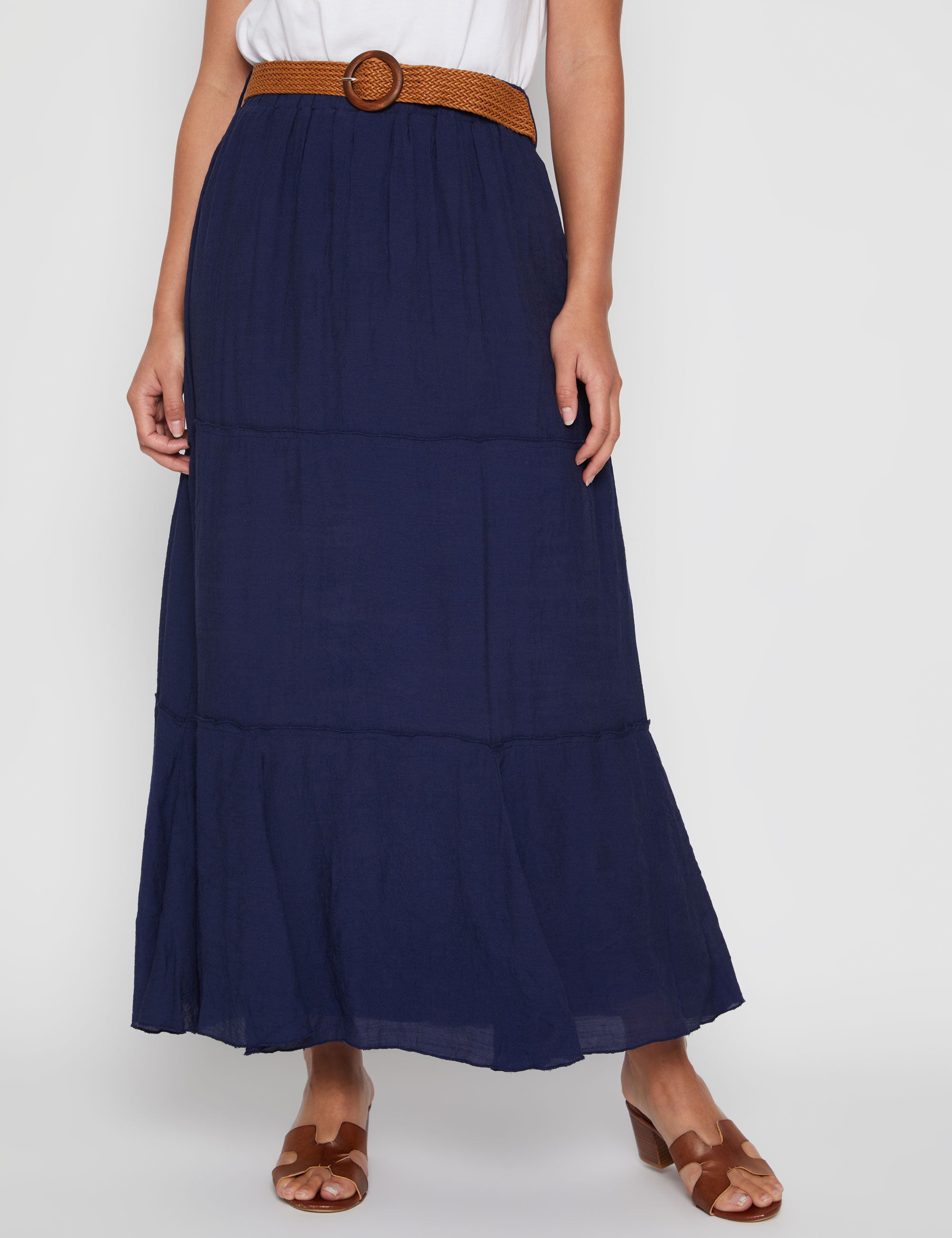 Navy tiered hotsell maxi skirt