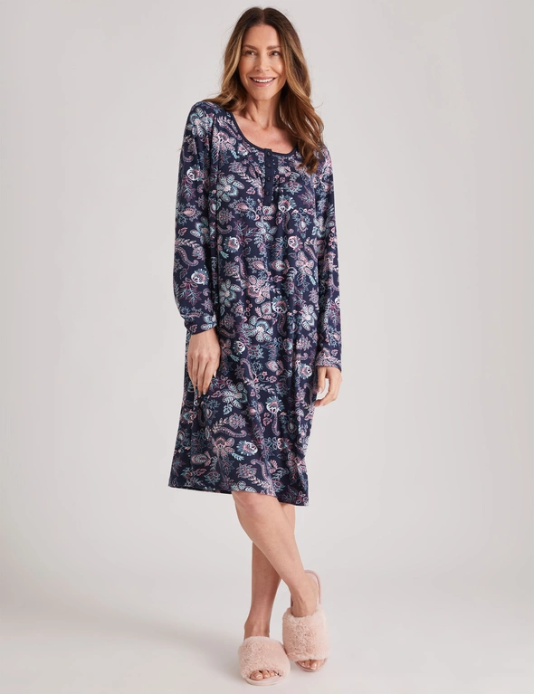 Millers Long Sleeve Button and Pleats Printed Nightie, hi-res image number null