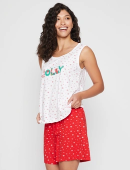 Millers Sleeveless Top and Shorts Christmas Novelty PJ Set