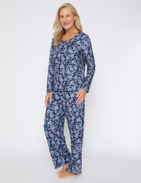 Millers Long Sleeve Top with Buttons Full Length Pant Printed PJ Set, hi-res image number null