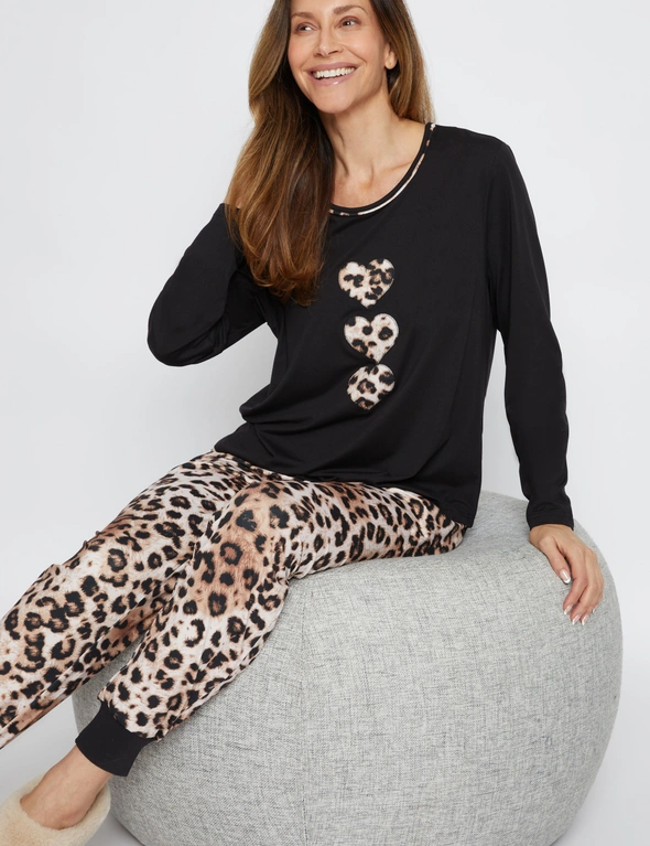 Millers Long Sleeve Printed PJ Set with Embroidery and Applique Top, hi-res image number null