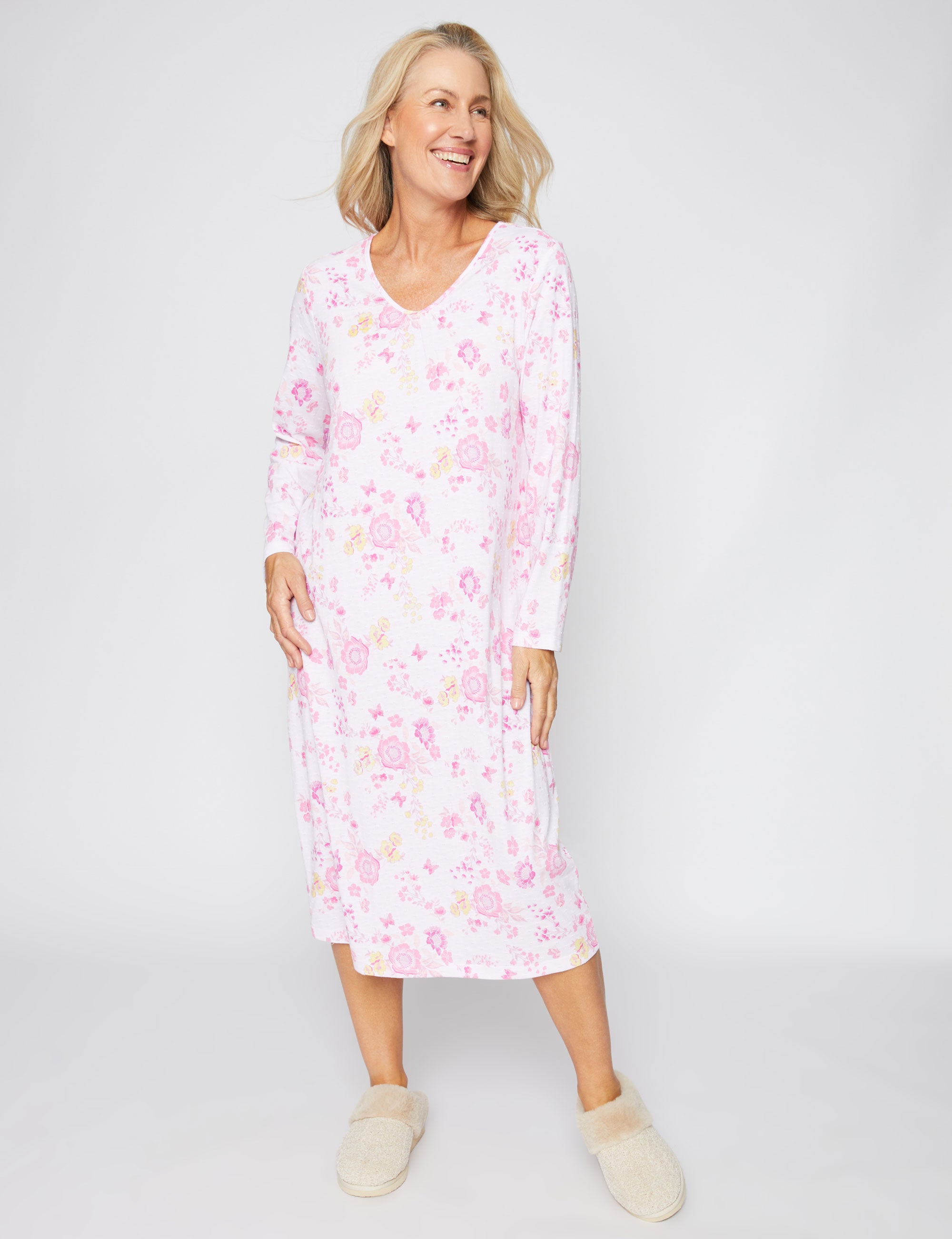 Millers Long Sleeve Jacquard V-Neck Classic Nightie | W Lane