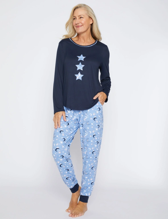Millers Long Sleeve Printed PJ Set with Embroidery and Applique Top, hi-res image number null
