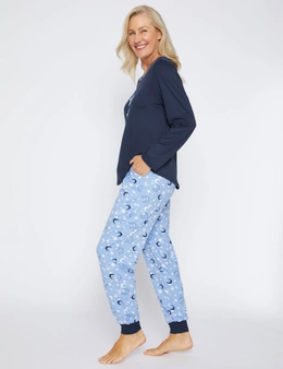 Millers Long Sleeve Printed PJ Set with Embroidery and Applique Top