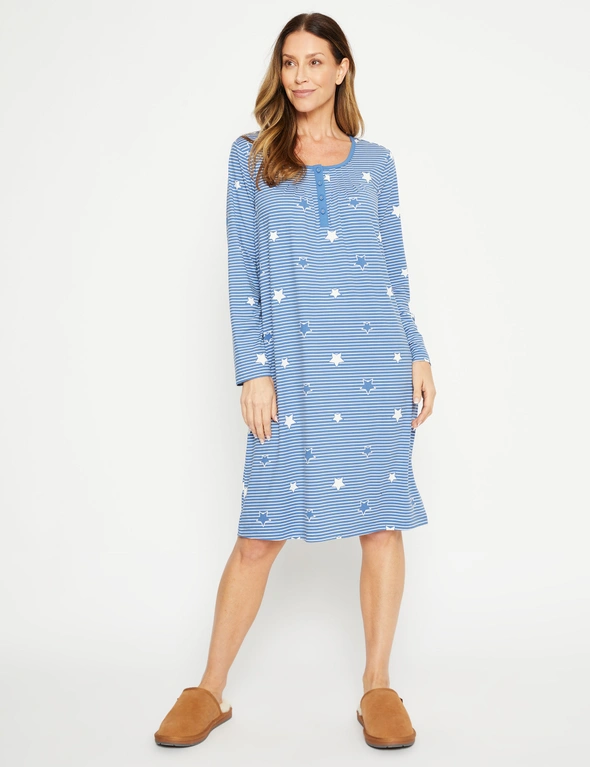 Millers Long Sleeve Button Placket Printed Nightie | Crossroads