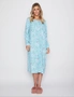 Millers Long Sleeve Picot and Lace Trim Crew Button Neck Printed Nightie, hi-res