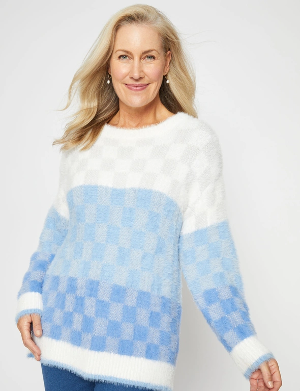 Millers Long Sleeve Check Feather Jumper, hi-res image number null