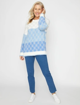 Millers Long Sleeve Check Feather Jumper