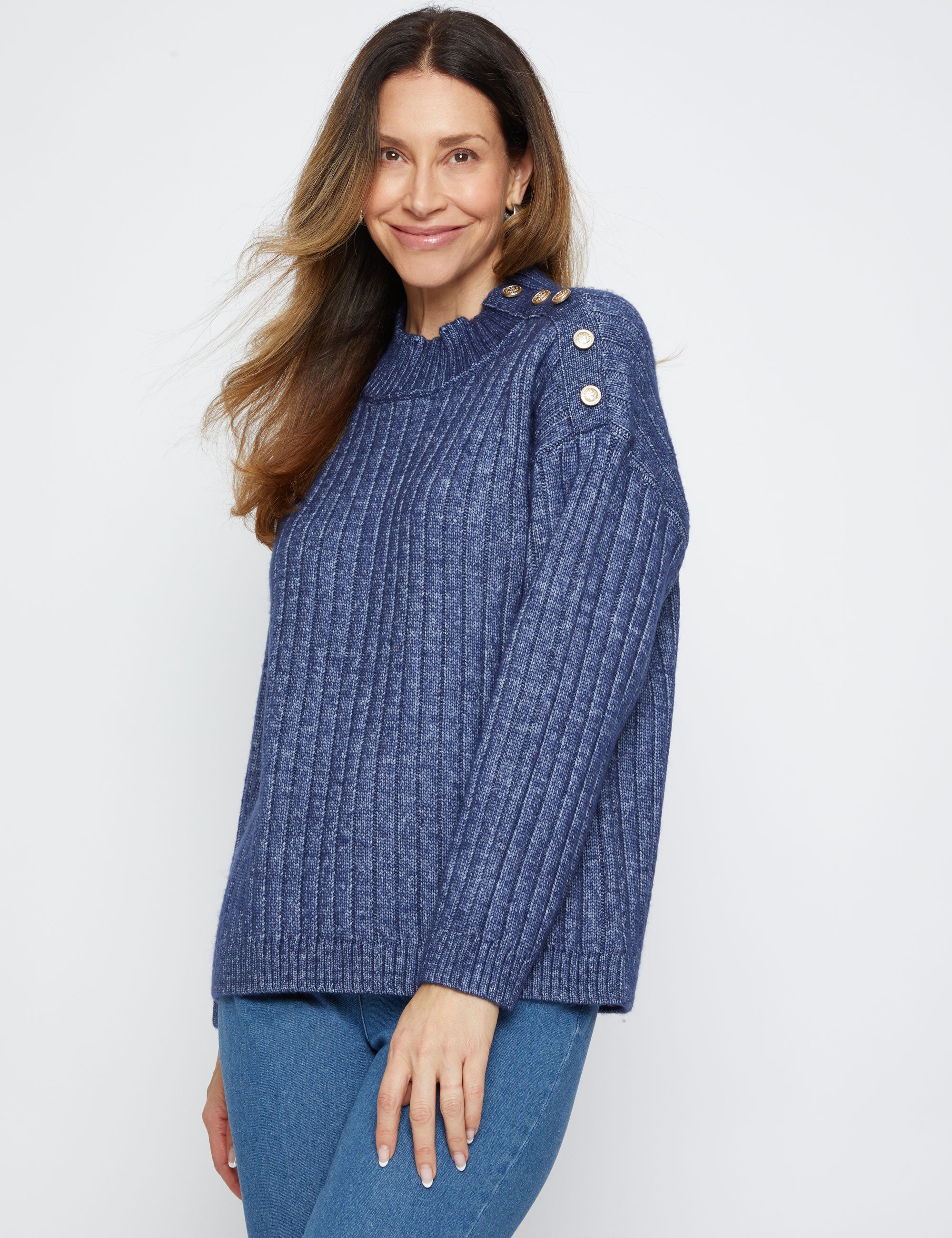 Millers Long Sleeve Button Up Mock Neck Pullover | EziBuy Australia