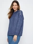 Millers Long Sleeve Button Up Mock Neck Pullover, hi-res