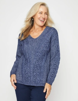 Millers Long Sleeve V Neck Cable Stitch Jumpers