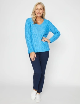Millers Long Sleeve V Neck Cable Stitch Jumpers