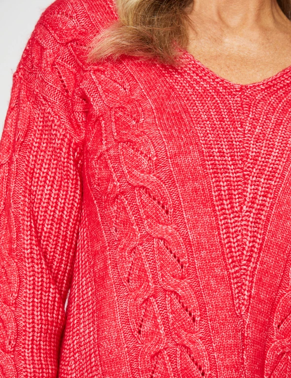 Millers Long Sleeve V Neck Cable Stitch Jumpers, hi-res image number null