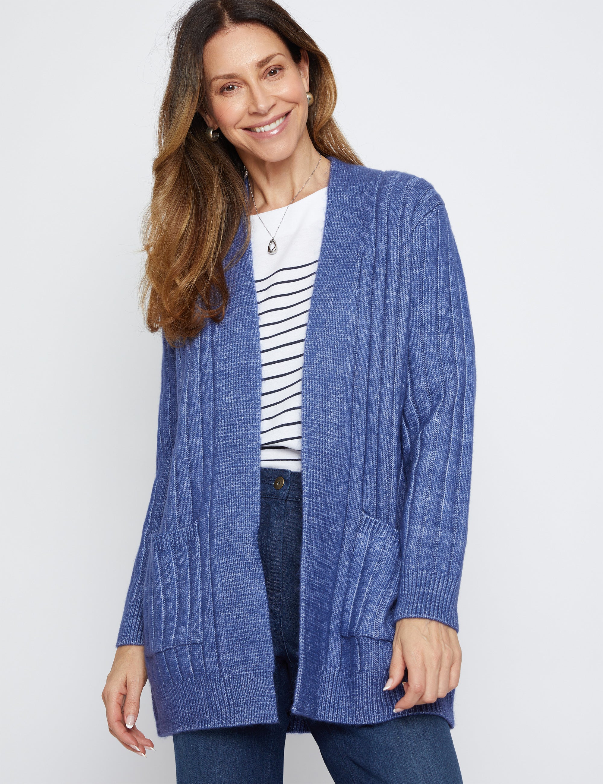 Millers Long Sleeve Cable Stripe Cardigan | Crossroads