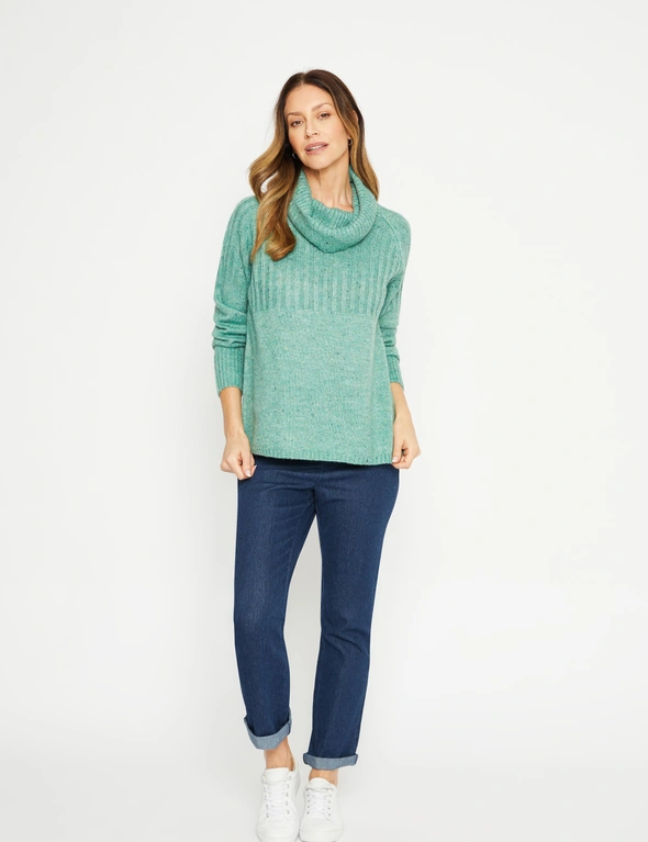 Millers Long Sleeve Speckle Yarn Cowl Neck, hi-res image number null